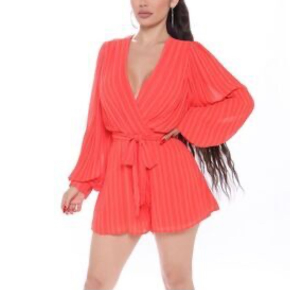 Vibrant Red Long Sleeve Romper